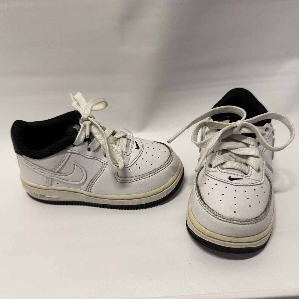 Nike Air Force 1 Low Toddler Unisex Shoe Size 6C White Black Contrast DV1342-100